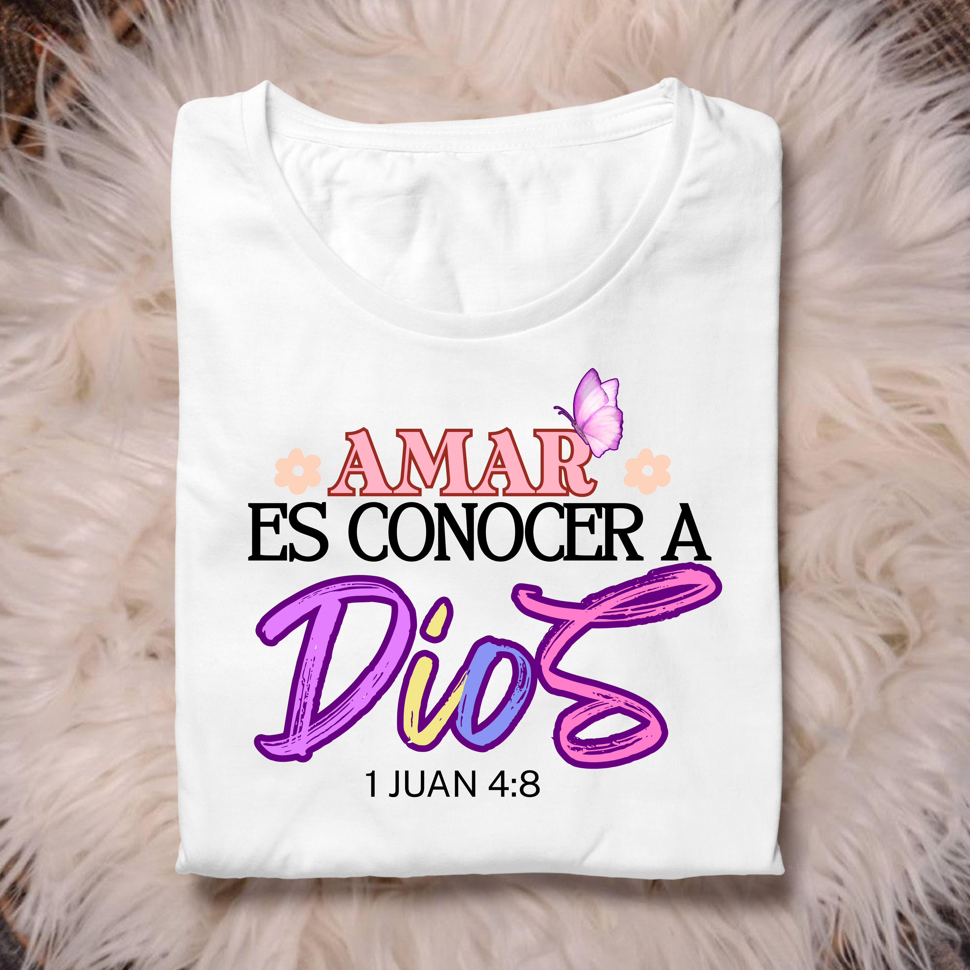 Amar es Conocer a Dios T-Shirt – 1 Juan 4:8 Christian Faith DTF PRINTS IN SPANISH
