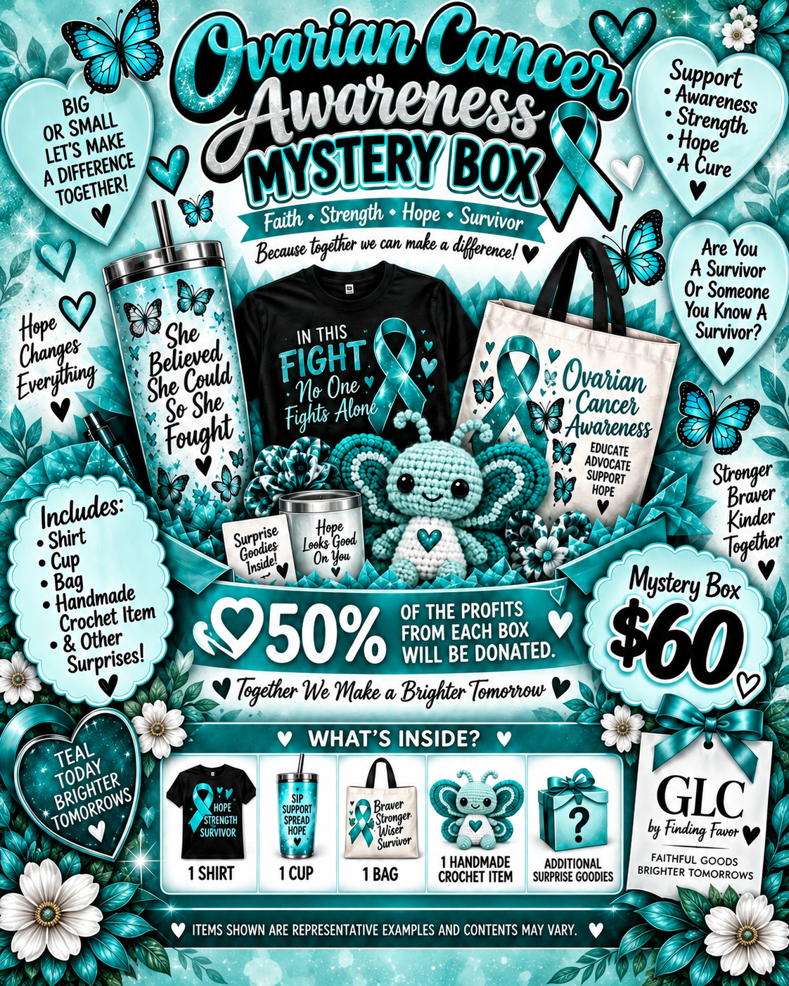 Ovarian Cancer Awareness Mystery Box – Faith, Strength & Hope