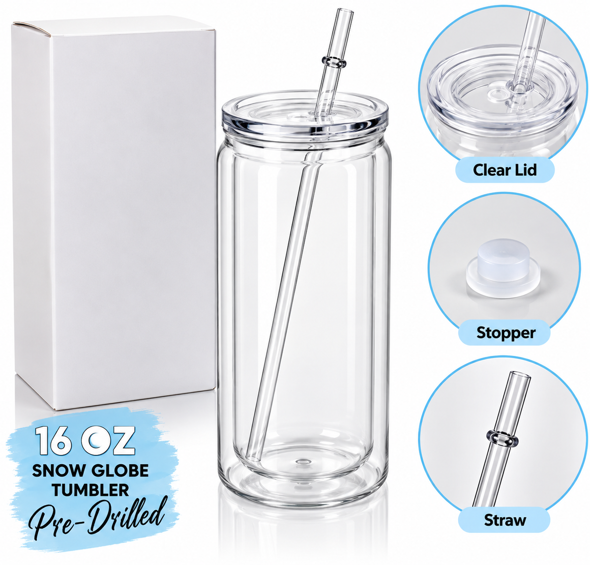 Blank Snow Globe Tumbler – Pre-Drilled