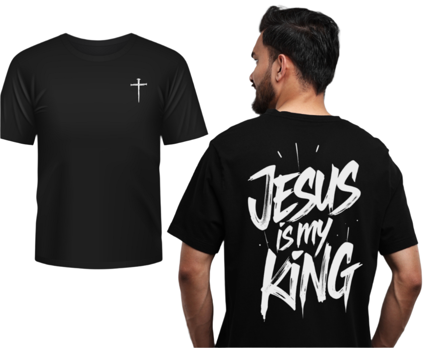 Jesus Is My King T-Shirt – Christian Graphic Tee in Black & White – Faith-Based Shirt for Men & Women