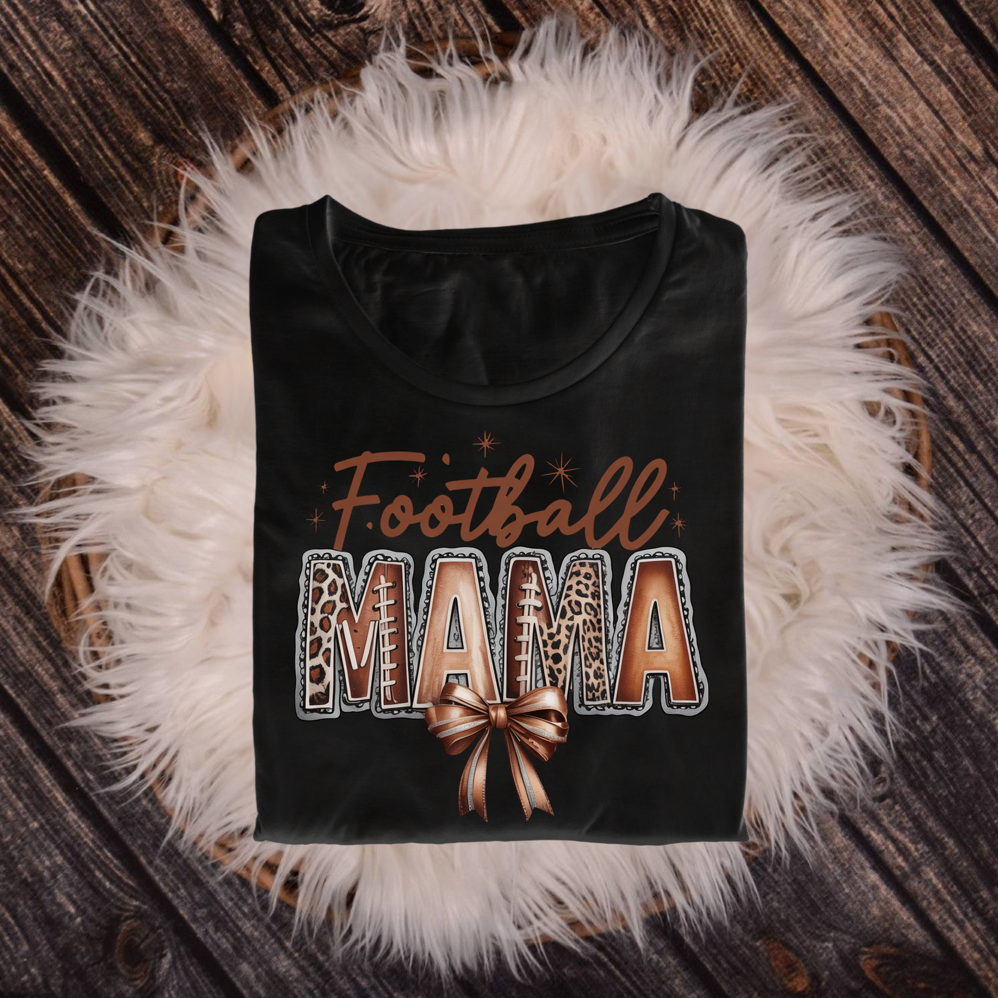 Football Mama Shirt – Leopard Print & Bow | Game Day Football Mom T-Shirt