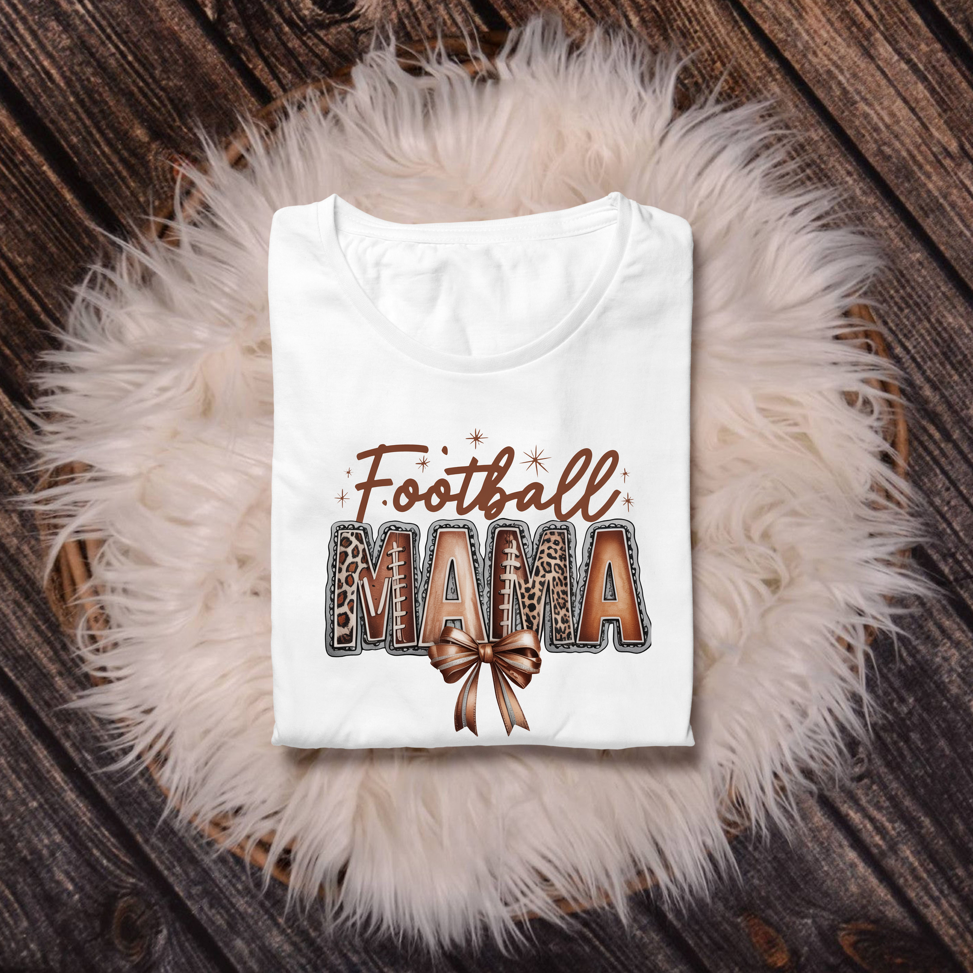 Football Mama Shirt – Leopard Print & Bow | Game Day Football Mom T-Shirt