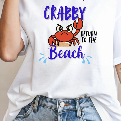 "Crabby Return to the Beach T-Shirt – Fun, funny Beachy Crab Graphic Tee"