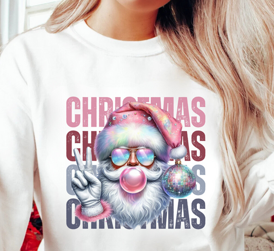 Pastel Santa DTF Transfer – Retro Christmas Santa Print | Ready to Press DTF Gang Sheet | Holiday Shirt Transfer